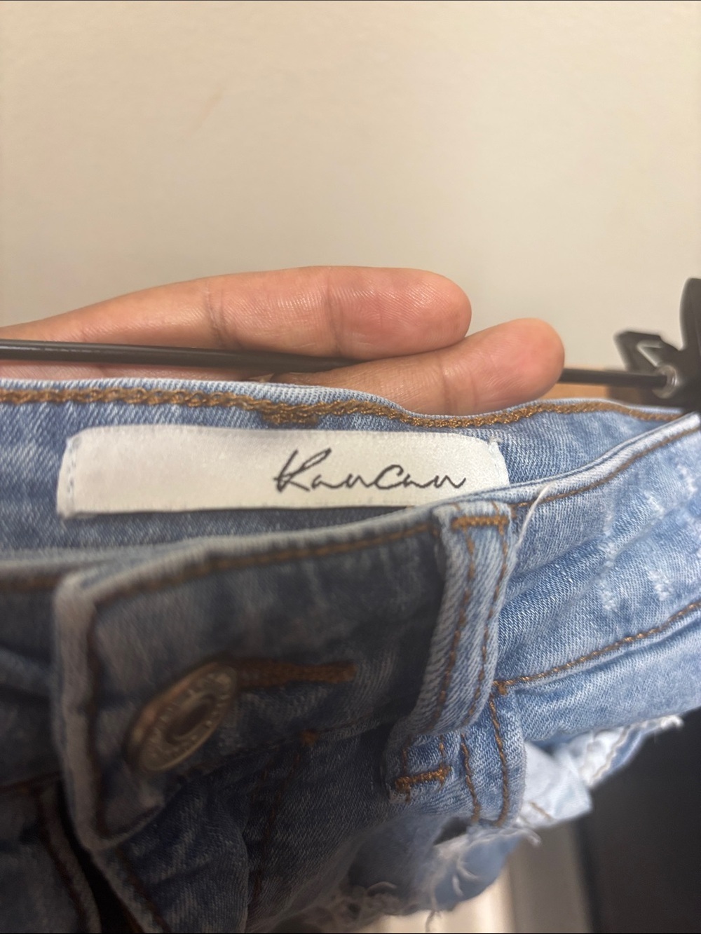 KanCan Light Blue Distressed Denim Jean Shorts size 24 - Picture 3 of 4